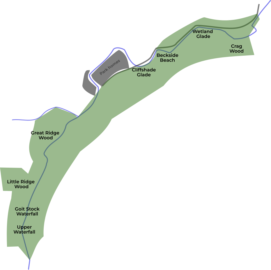A map showing different areas of Goit Stock Wood